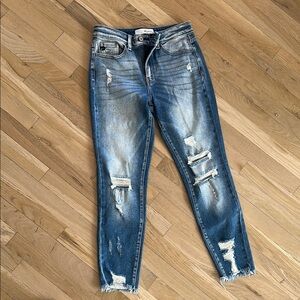 Women's Blue Distressed Jeans